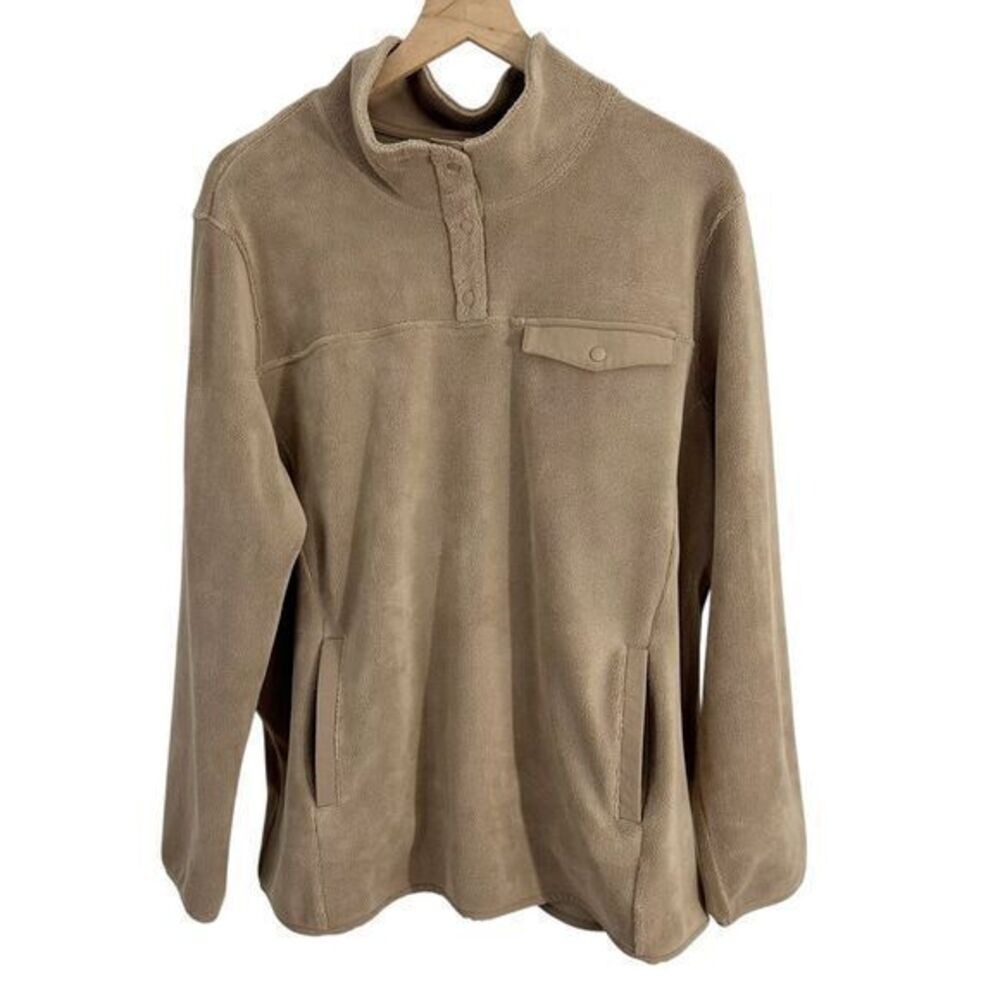32 Degrees Soft Half Snap Button Pullover Sweatshirt Top Cream Size XXL